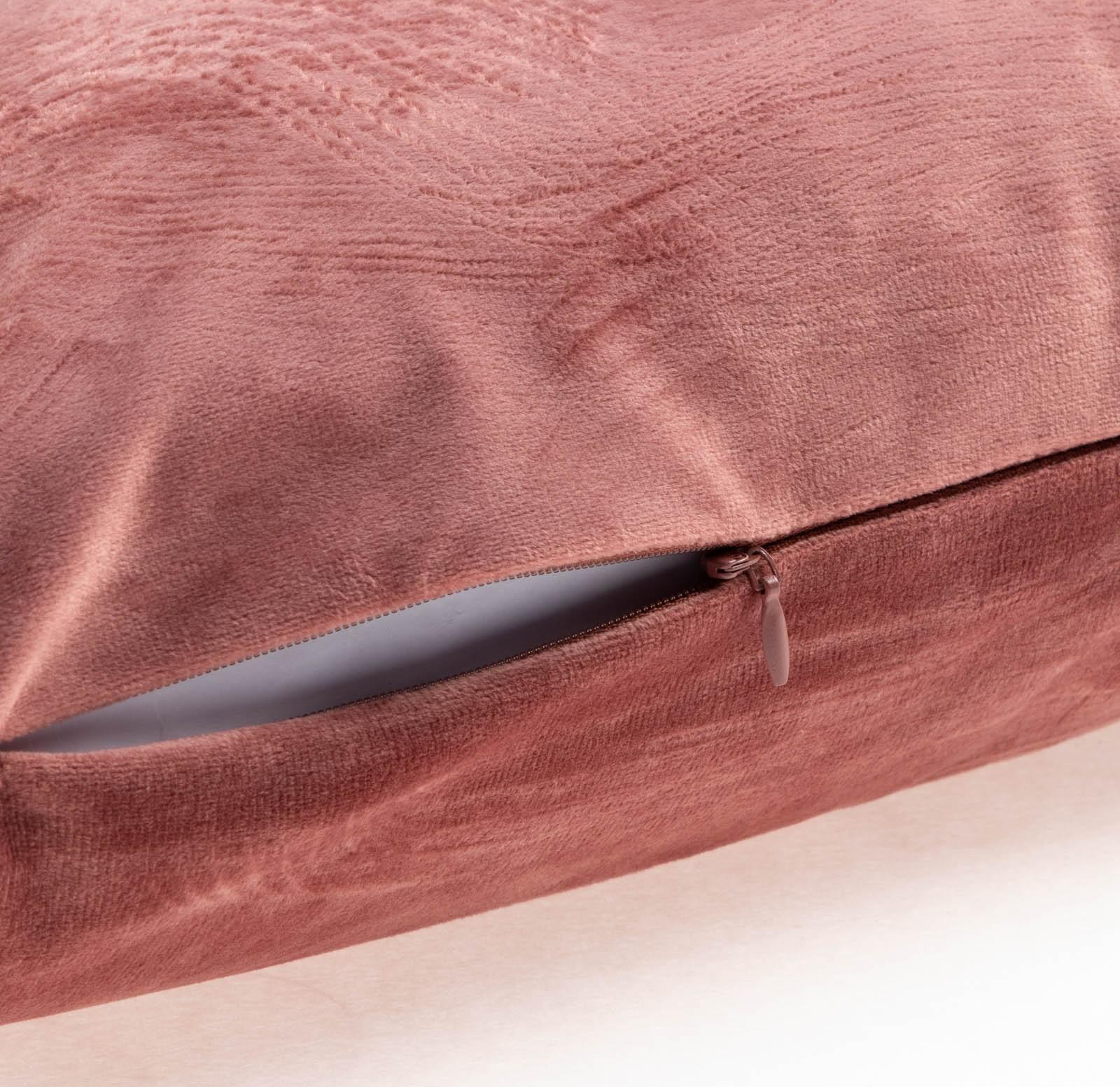 Чехол на подушку с кисточками Этель цвет пыльная роза, 45х45 см, 100% п/э, велюр