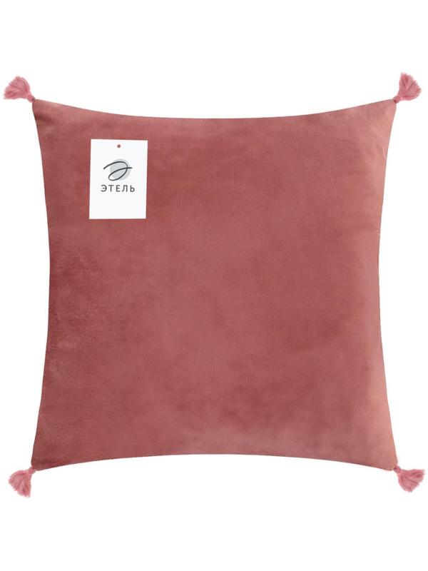 Чехол на подушку с кисточками Этель цвет пыльная роза, 45х45 см, 100% п/э, велюр