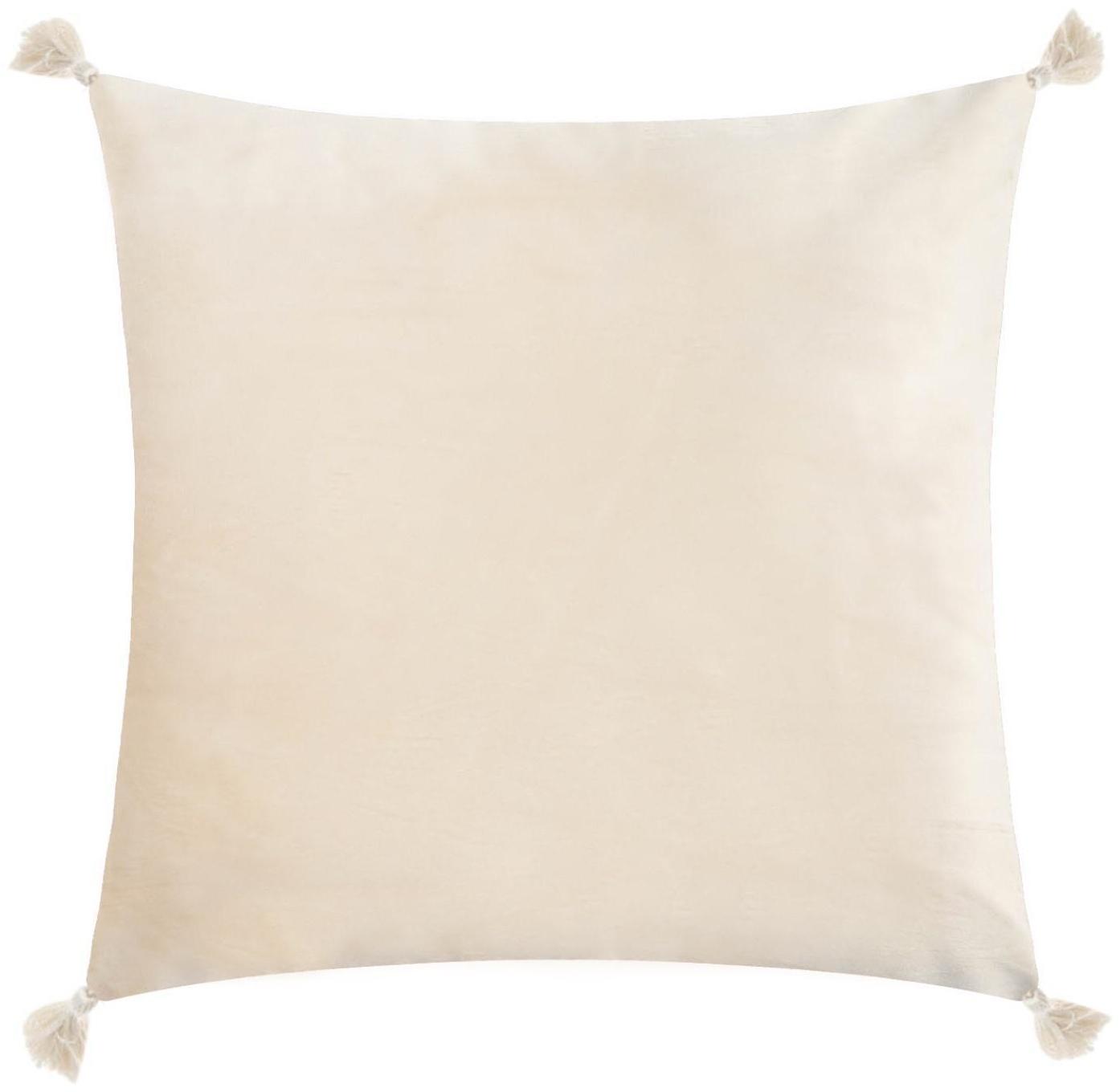 Чехол на подушку с кисточками Этель цвет молочный, 45х45 см, 100% п/э, велюр