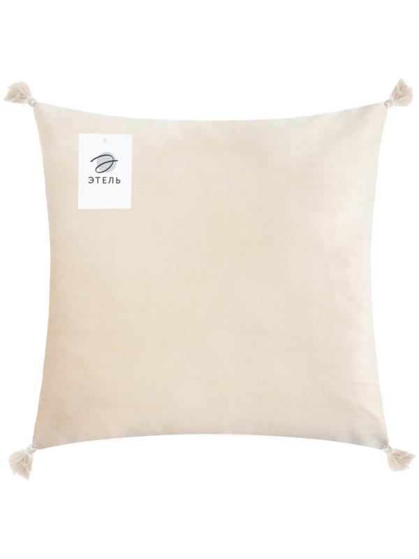 Чехол на подушку с кисточками Этель цвет молочный, 45х45 см, 100% п/э, велюр