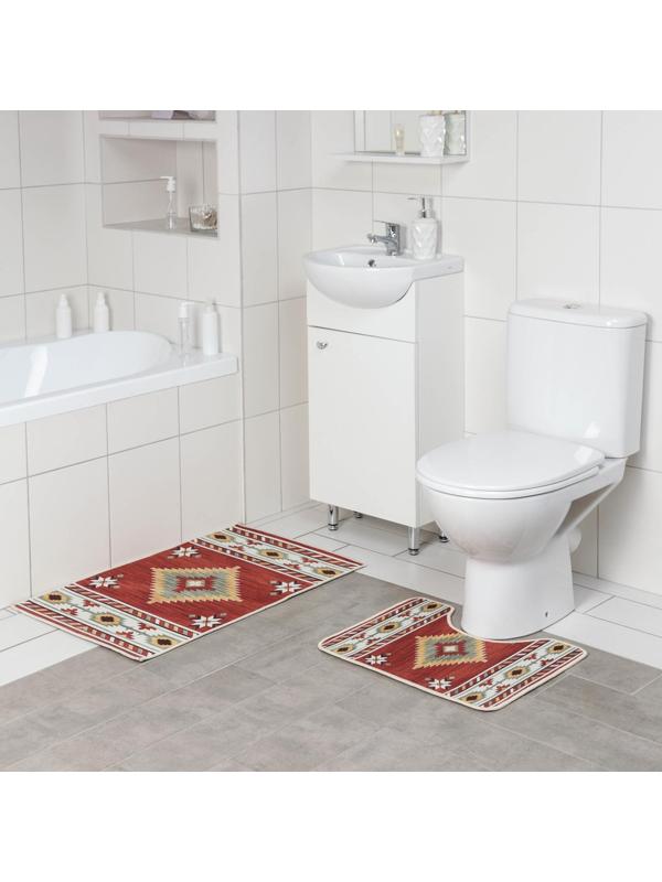 Набор ковриков для ванной и туалета Доляна «Мира», 2 шт: 50×80, 50×40 см
