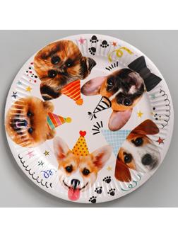 Тарелка бумажная «Собачки», 23 см, набор 6 шт.