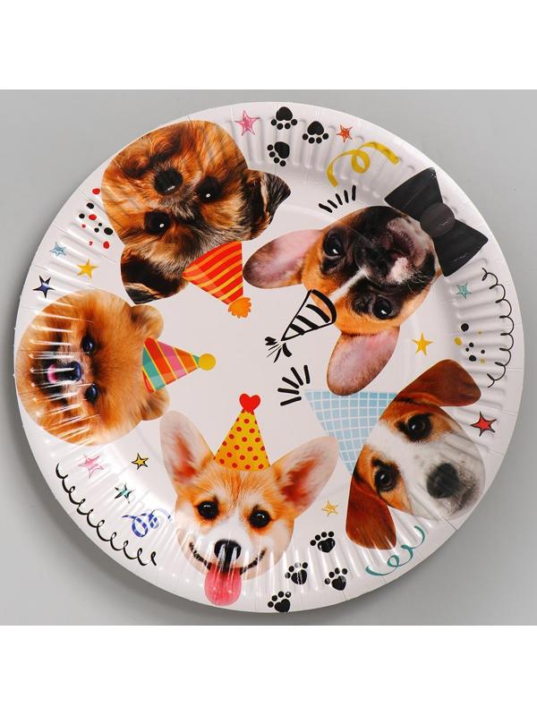 Тарелка бумажная «Собачки», 23 см, набор 6 шт.