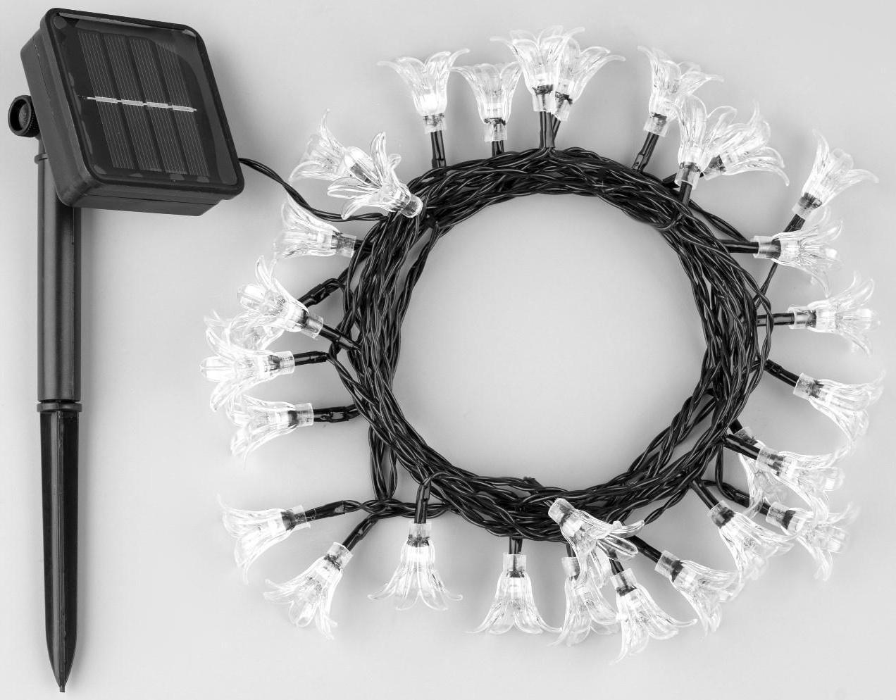 Гирлянда «Нить» 4.5 м с насадками «Цветы», IP44, тёмная нить, 30 LED, свечение мульти, 2 режима, солнечная батарея