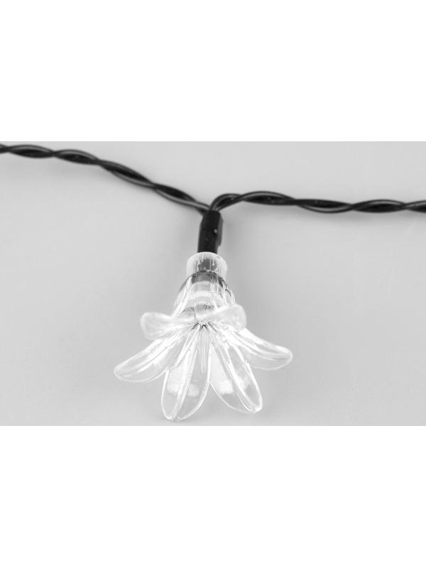 Гирлянда «Нить» 4.5 м с насадками «Цветы», IP44, тёмная нить, 30 LED, свечение мульти, 2 режима, солнечная батарея