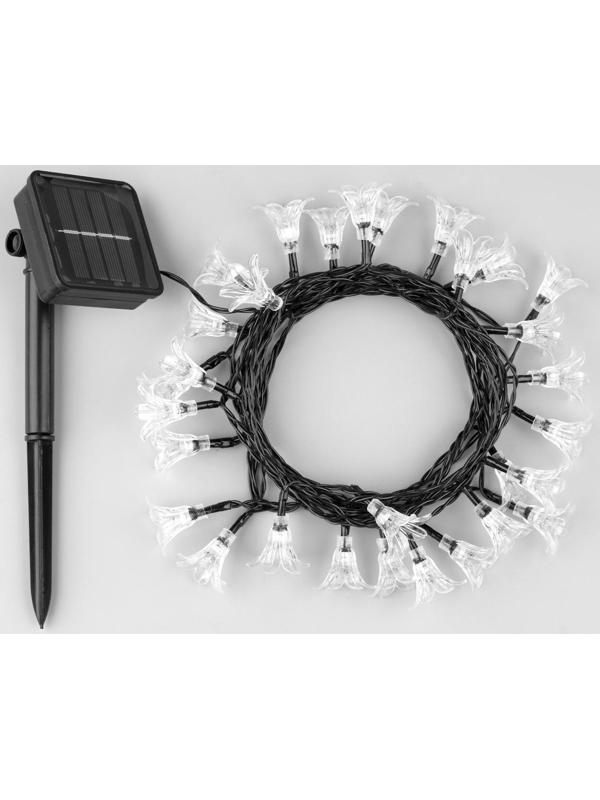 Гирлянда «Нить» 4.5 м с насадками «Цветы», IP44, тёмная нить, 30 LED, свечение мульти, 2 режима, солнечная батарея