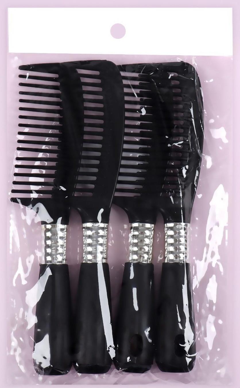 Расчёска, 4,5 х 21 см, цвет чёрный/серебристый