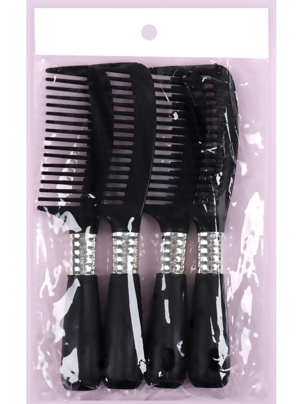 Расчёска, 4,5 х 21 см, цвет чёрный/серебристый