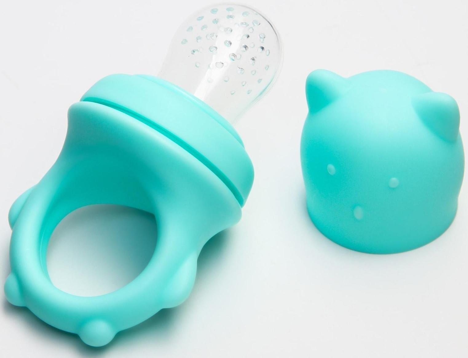 Ниблер для прикорма «Мишка» с силиконовой сеточкой, цвет бирюзовый