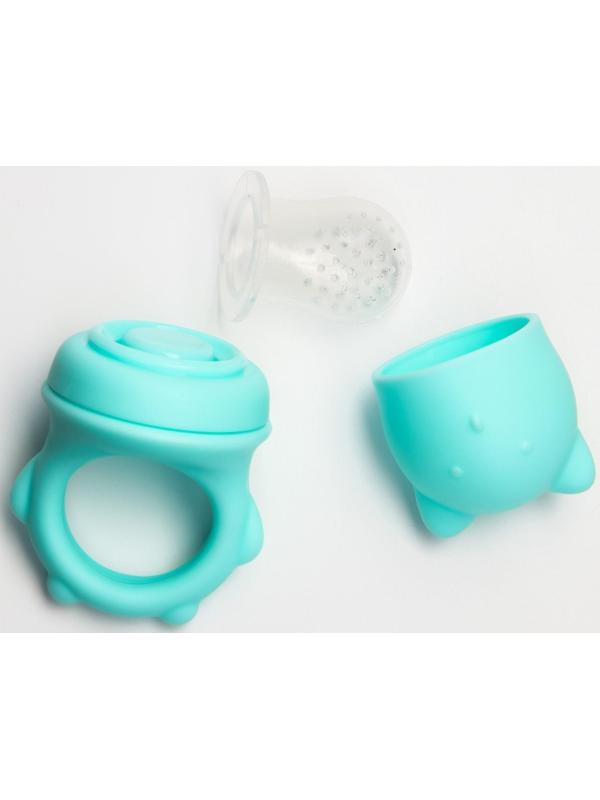 Ниблер для прикорма «Мишка» с силиконовой сеточкой, цвет бирюзовый