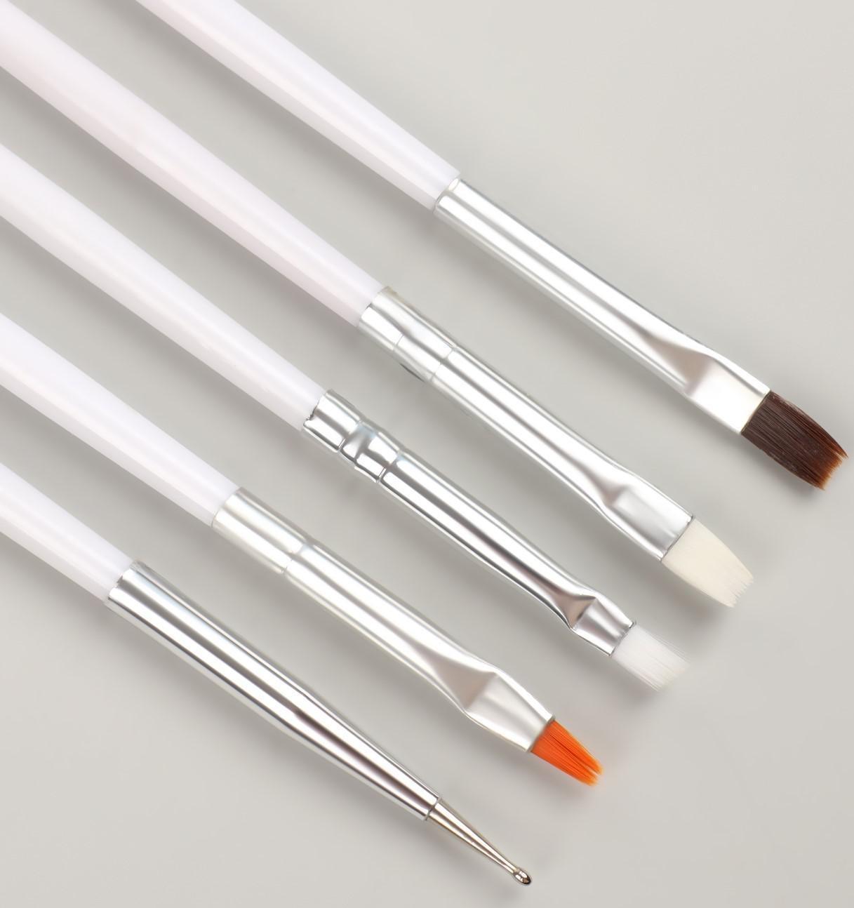 Набор кистей для наращивания и дизайна ногтей, 15 шт, 19 см, цвет белый