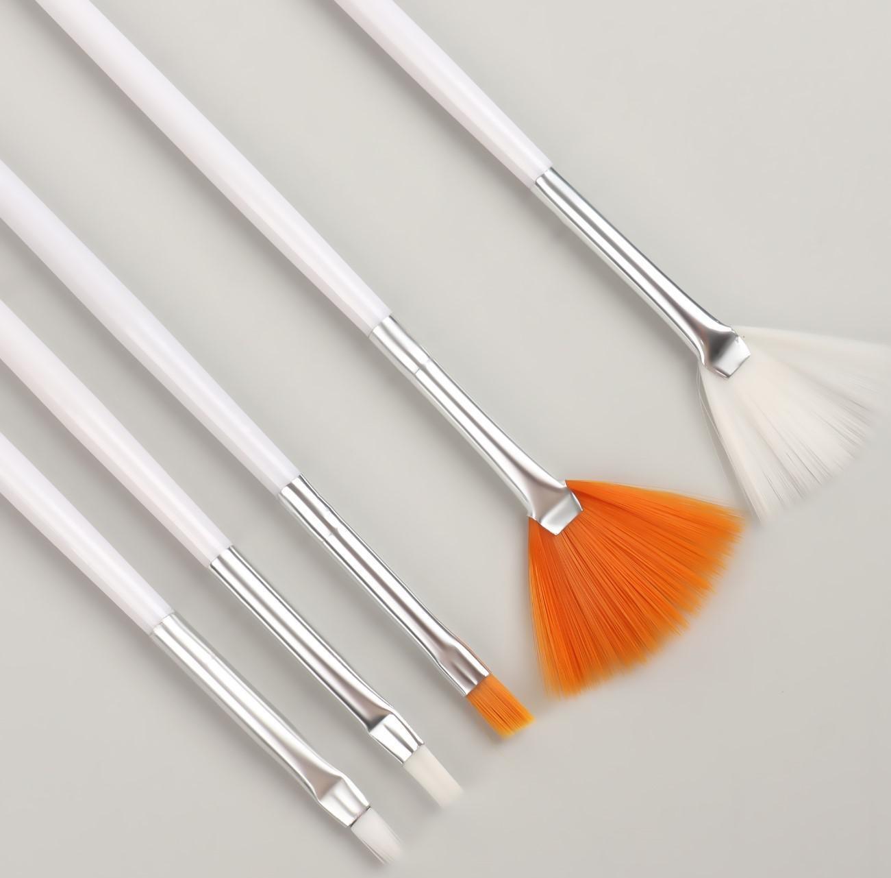 Набор кистей для наращивания и дизайна ногтей, 15 шт, 19 см, цвет белый