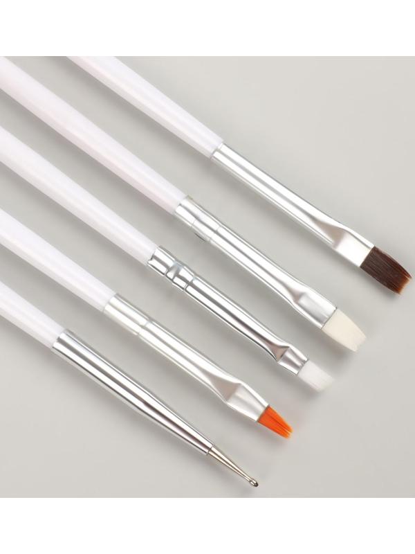 Набор кистей для наращивания и дизайна ногтей, 15 шт, 19 см, цвет белый