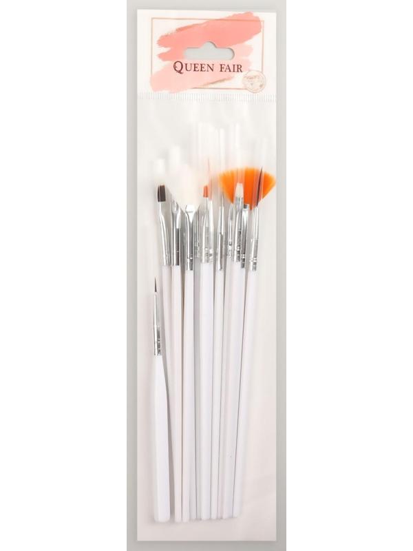 Набор кистей для наращивания и дизайна ногтей, 15 шт, 19 см, цвет белый