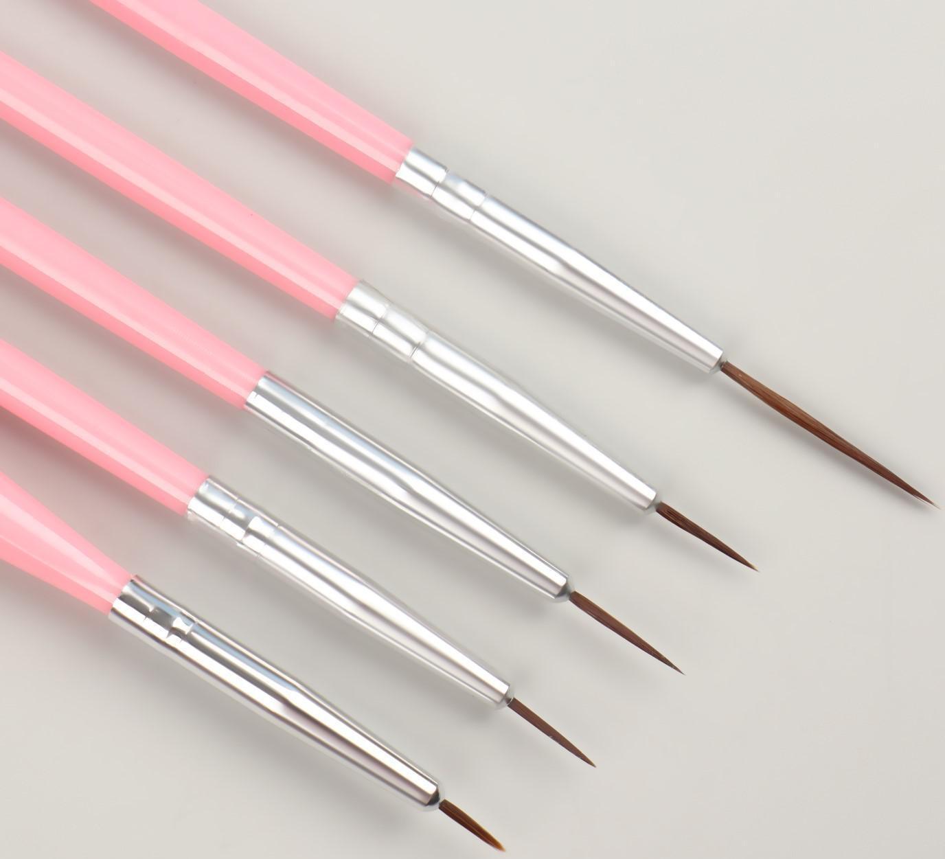 Набор кистей для наращивания и дизайна ногтей, 15 шт, 19 см, цвет розовый