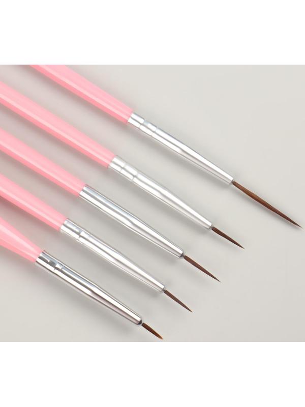 Набор кистей для наращивания и дизайна ногтей, 15 шт, 19 см, цвет розовый