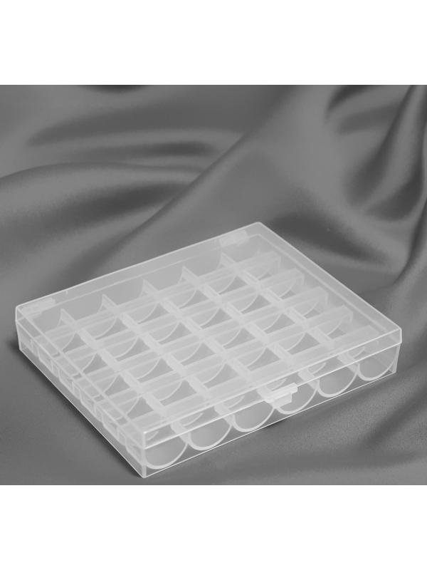 Органайзер для ниток, на 36 шпулек, 14,5 × 12 × 2,5 см, цвет прозрачный