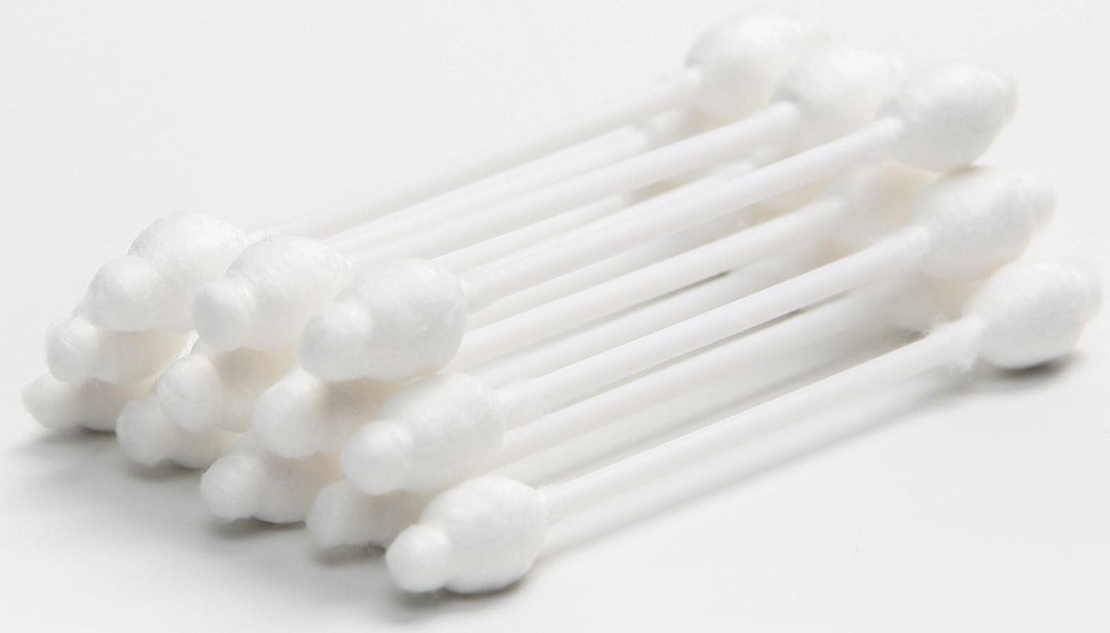 Ватные палочки с ограничителем, коробка 40 шт., пластик, цвет белый