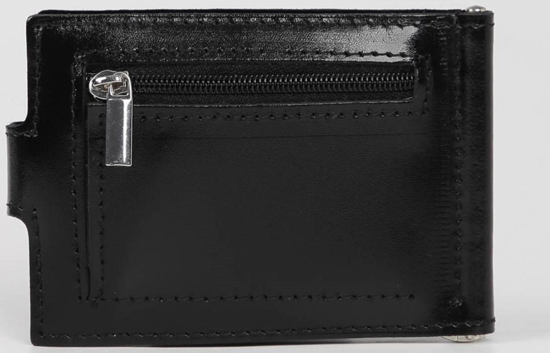 Зажим для купюр на кнопке, для монет, для карт, цвет чёрный