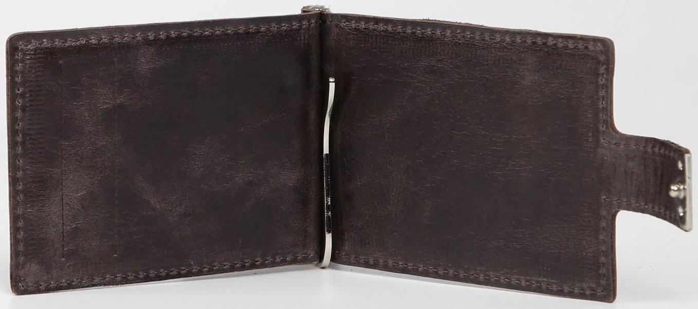 Зажим для купюр на кнопке, цвет коричневый