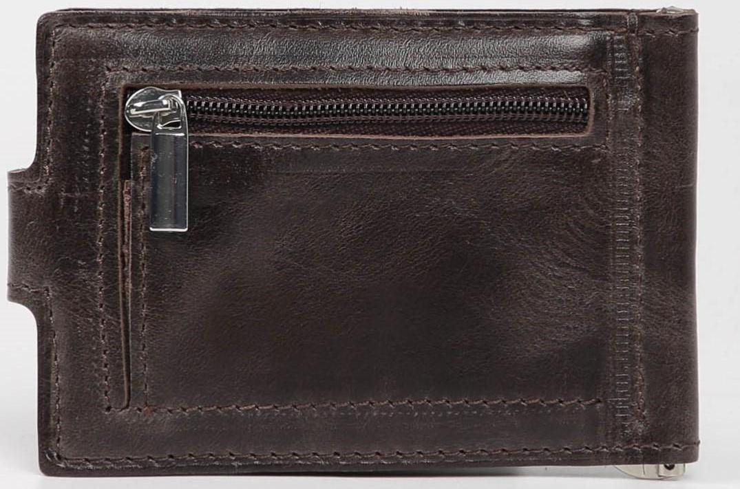 Зажим для купюр на кнопке, цвет коричневый