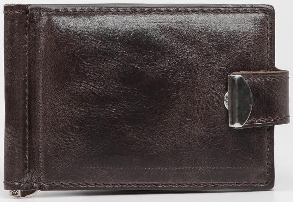 Зажим для купюр на кнопке, цвет коричневый