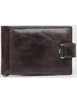 Зажим для купюр на кнопке, цвет коричневый