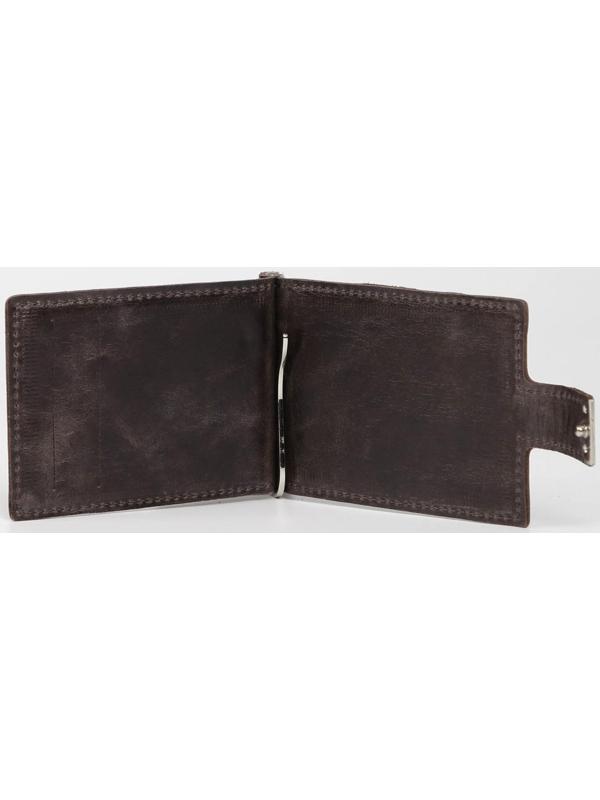 Зажим для купюр на кнопке, цвет коричневый