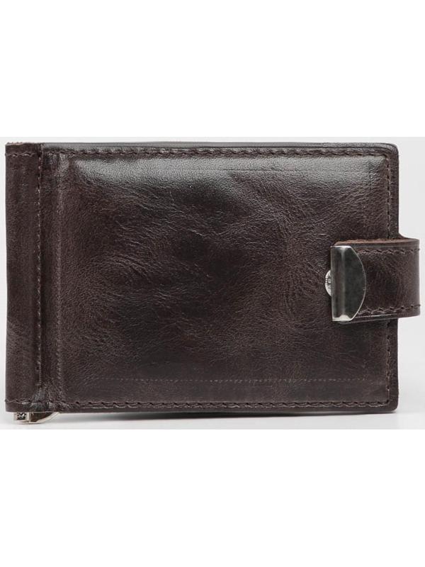 Зажим для купюр на кнопке, цвет коричневый