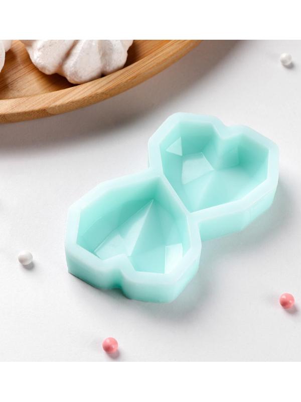 Силиконовая форма «Сердце - геометрическое», 4×4 см, толщина 15 мм, цвет бирюзовый