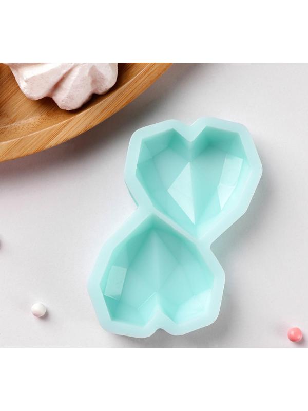 Силиконовая форма «Сердце - геометрическое», 4×4 см, толщина 15 мм, цвет бирюзовый