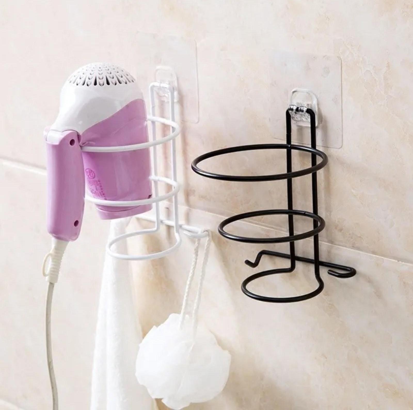 Держатель для фена Доляна,11×11×15 см, с держателем для провода и вилки, цвет чёрный