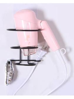 Держатель для фена Доляна,11×11×15 см, с держателем для провода и вилки, цвет чёрный