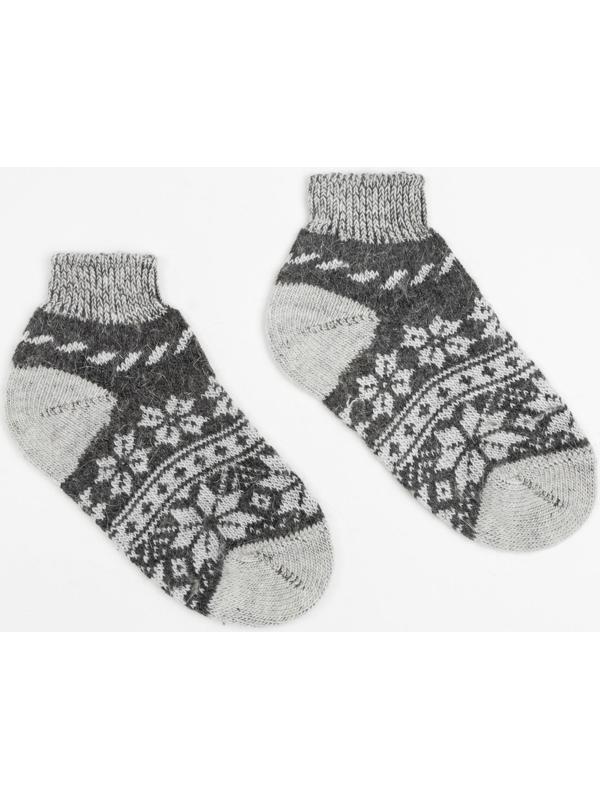 Носки женские шерстяные «Снежинка белая», цвет тёмно-серый, размер 25