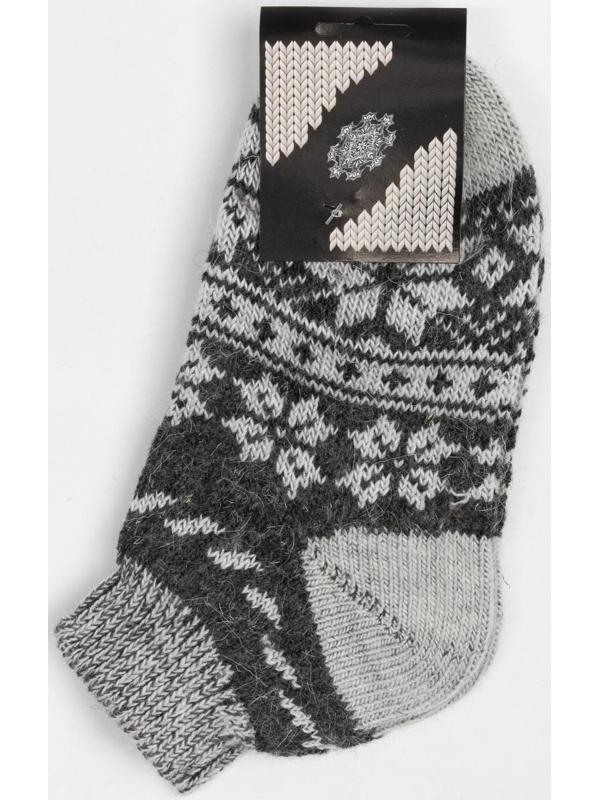 Носки женские шерстяные «Снежинка белая», цвет тёмно-серый, размер 25