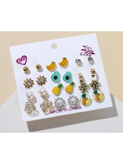 Набор серьги 12 пар 