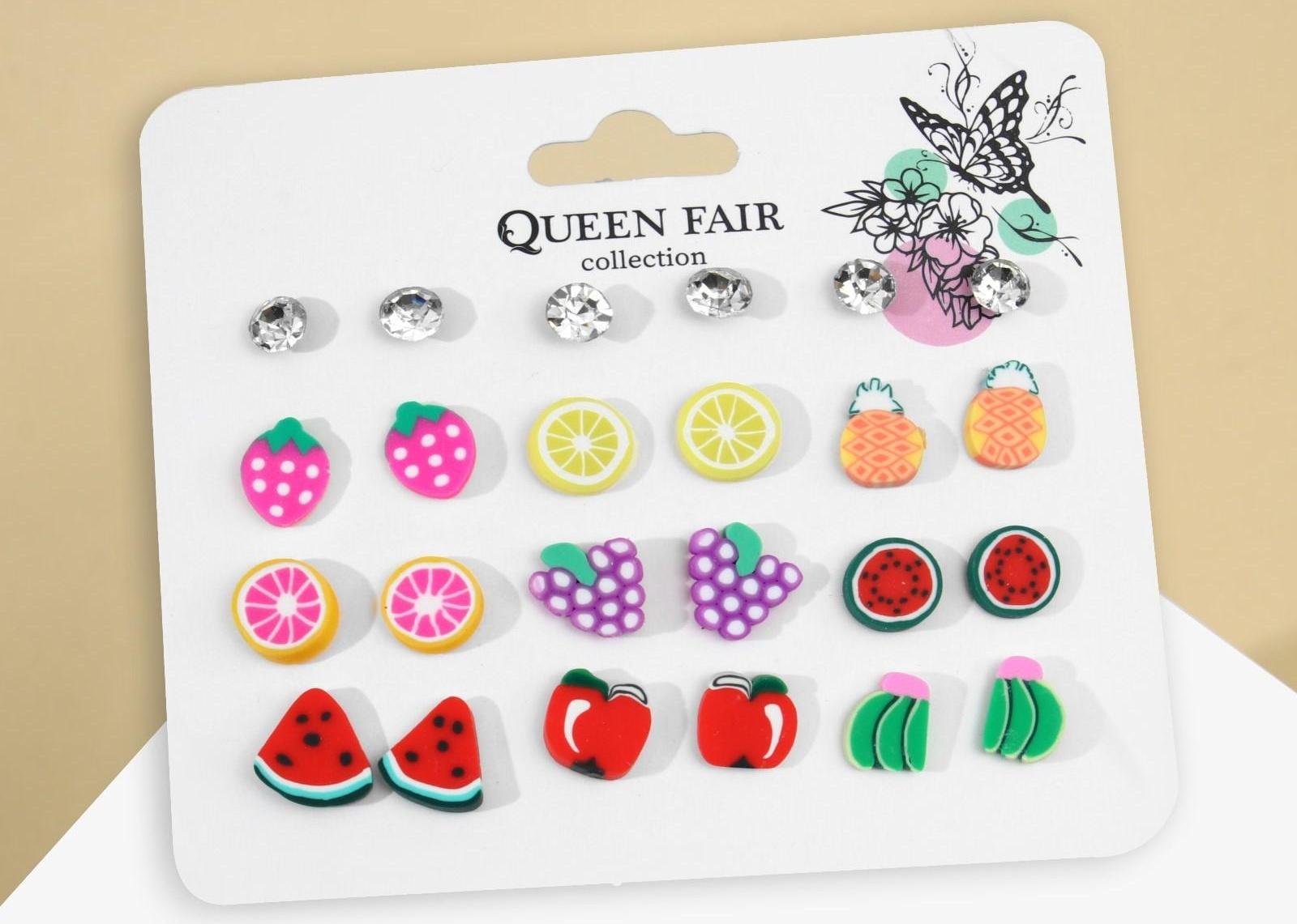 Набор серьги 12 пар 