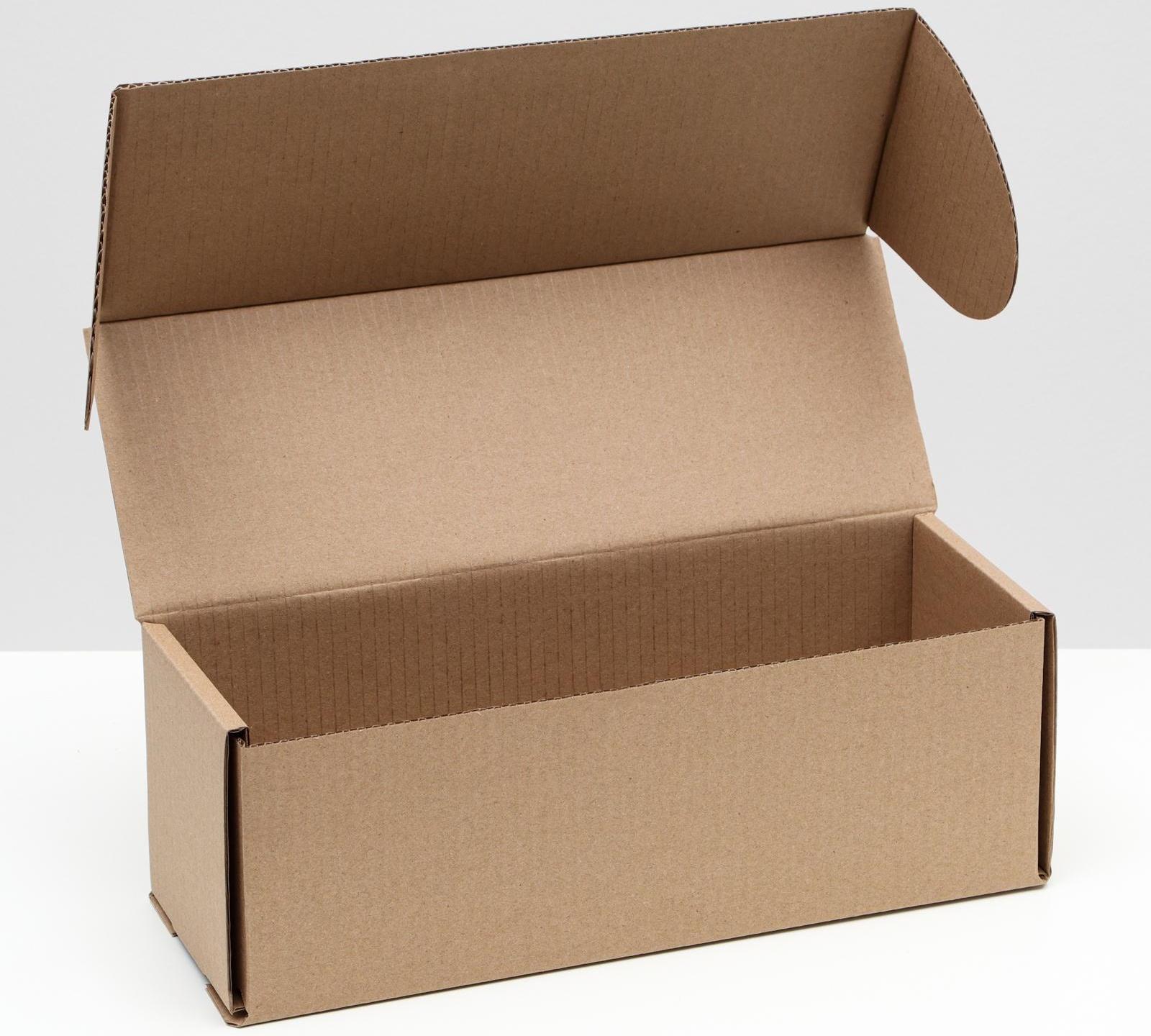 Коробка складная под бутылку, без печати, бурая 12 х 33,6 х 12 см,