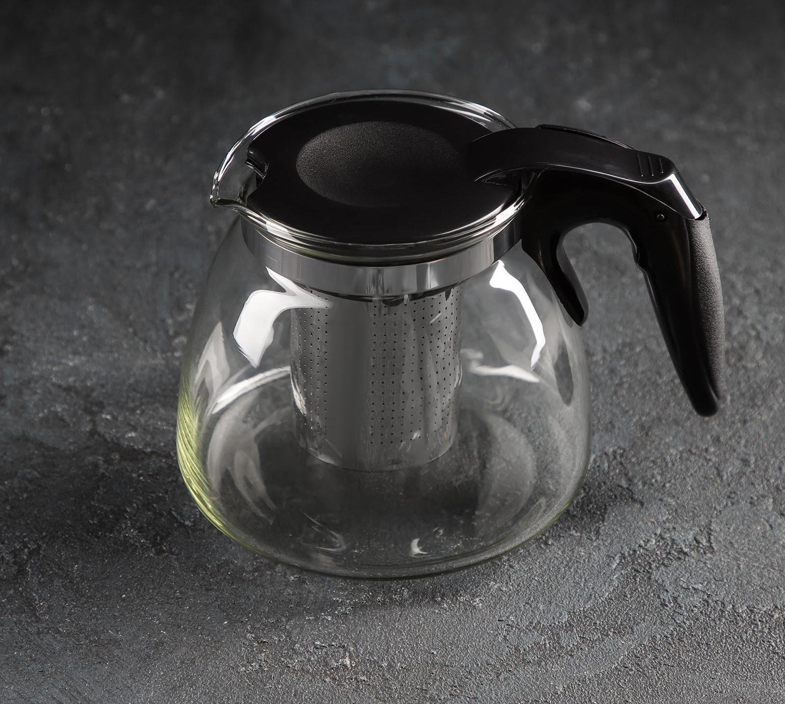 Чайник стеклянный заварочный «Джулиан», 900 мл, с металлическим ситом, цвет МИКС