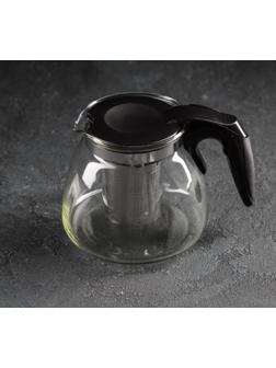 Чайник стеклянный заварочный «Джулиан», 900 мл, с металлическим ситом, цвет МИКС