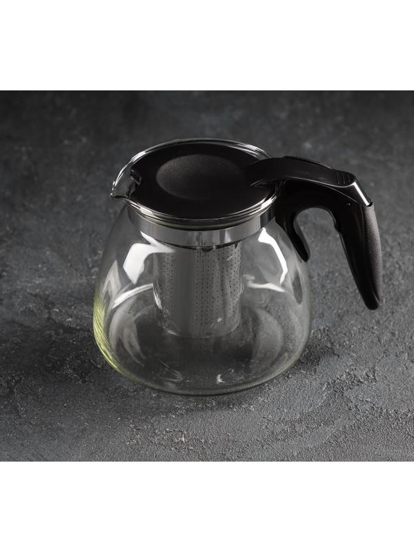Чайник стеклянный заварочный «Джулиан», 900 мл, с металлическим ситом, цвет МИКС