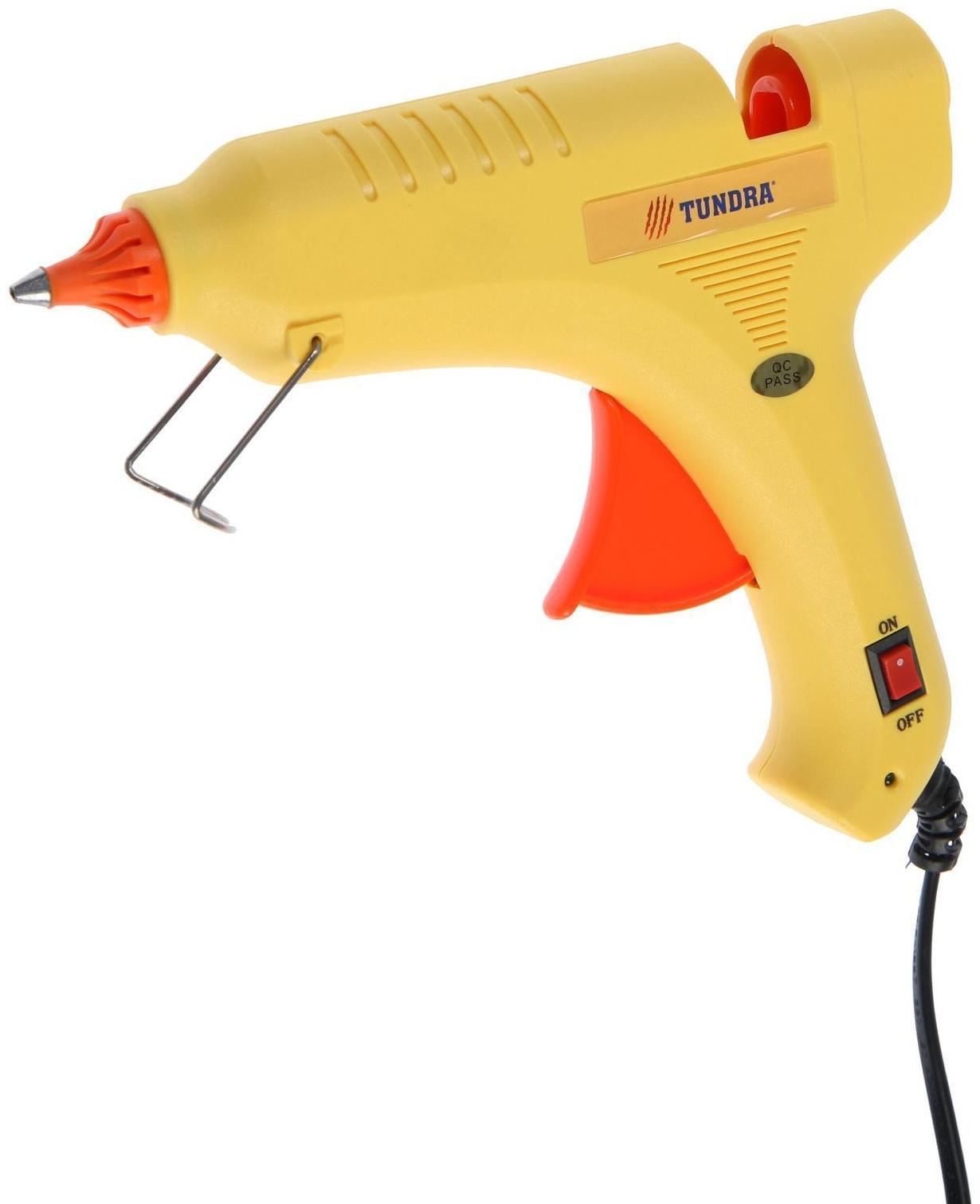 Клеевой пистолет ТУНДРА, 80 Вт, 220 В, выключатель, индикатор, антикапля, шнур 1.3 м, 11 мм