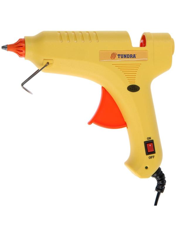Клеевой пистолет ТУНДРА, 80 Вт, 220 В, выключатель, индикатор, антикапля, шнур 1.3 м, 11 мм