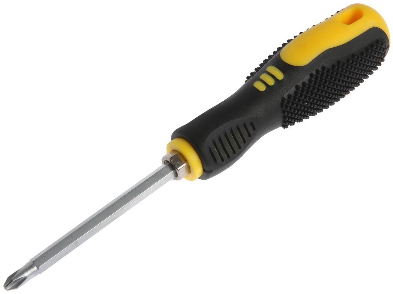 Отвертка комбинированная ТУНДРА, 2 в 1, хром, магнит, 2К рукоятка, PH1/SL5 х 100 мм