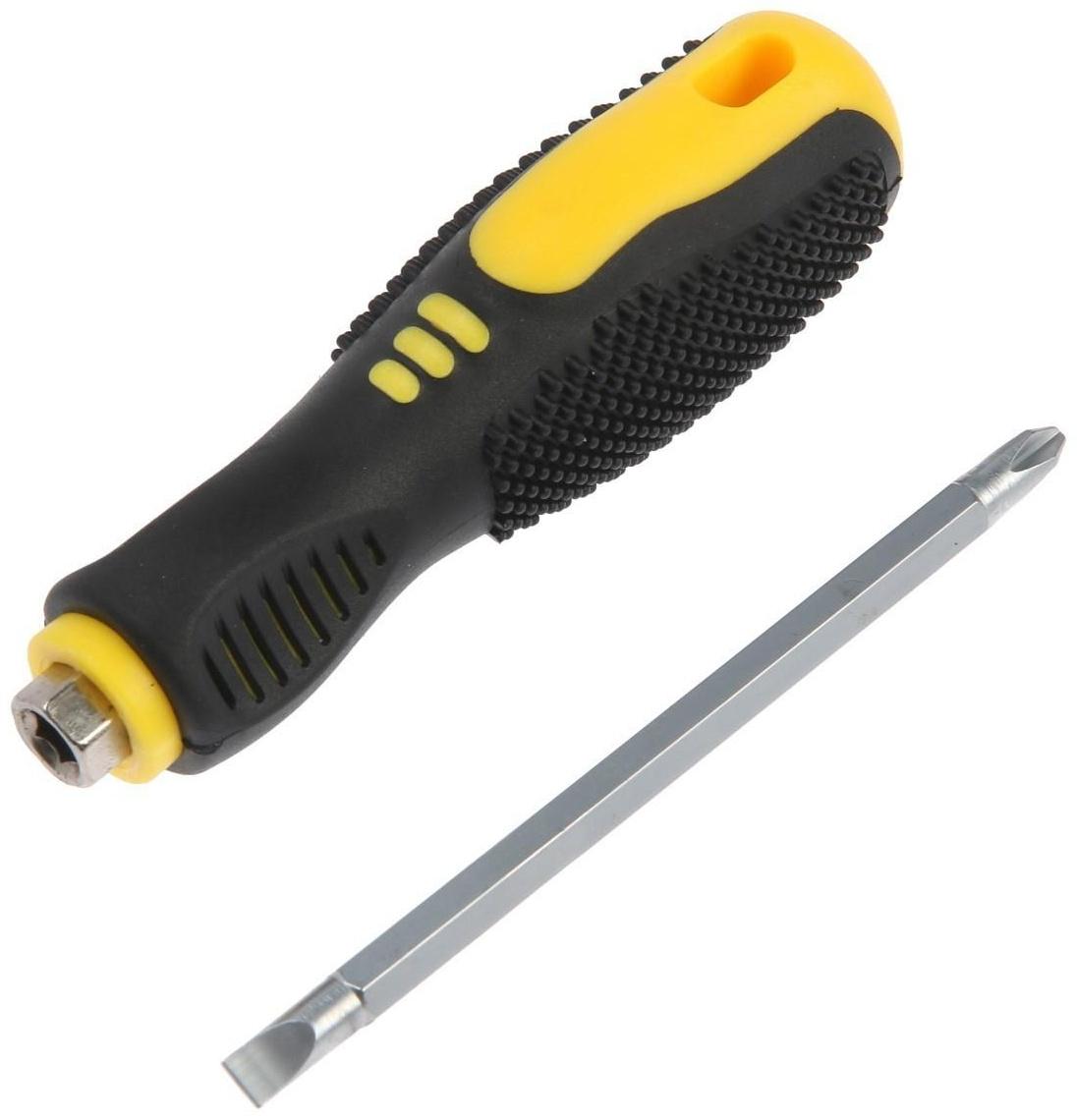 Отвертка комбинированная ТУНДРА, 2 в 1, хром, магнит, 2К рукоятка, PH1/SL5 х 100 мм