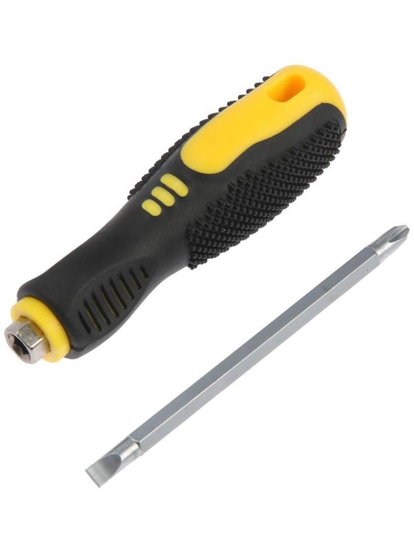 Отвертка комбинированная ТУНДРА, 2 в 1, хром, магнит, 2К рукоятка, PH1/SL5 х 100 мм