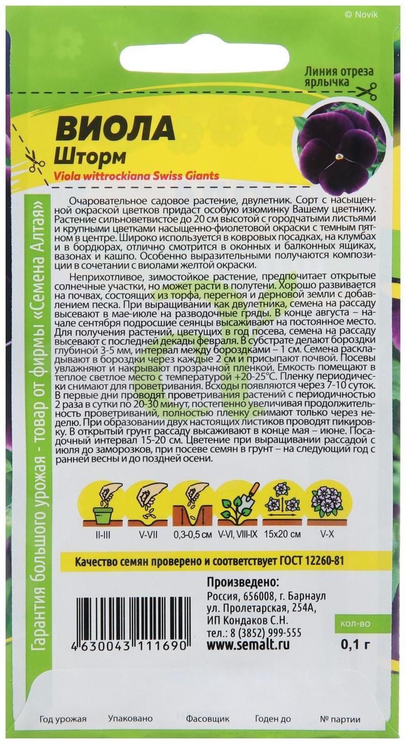 Семена цветов Виола 