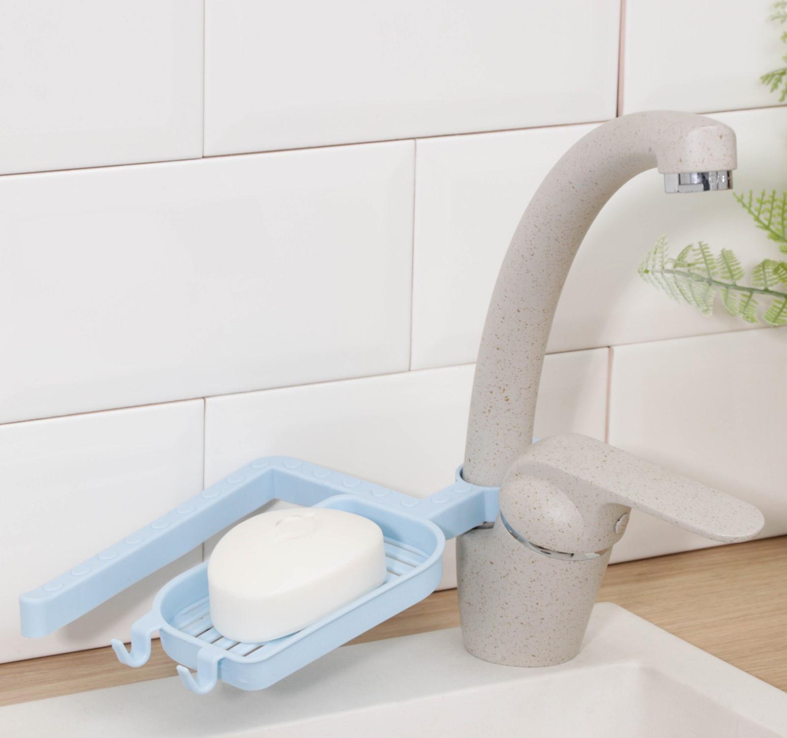 Держатель для мелочей с мыльницей, на кран, 21×12,5×1 см, цвет МИКС