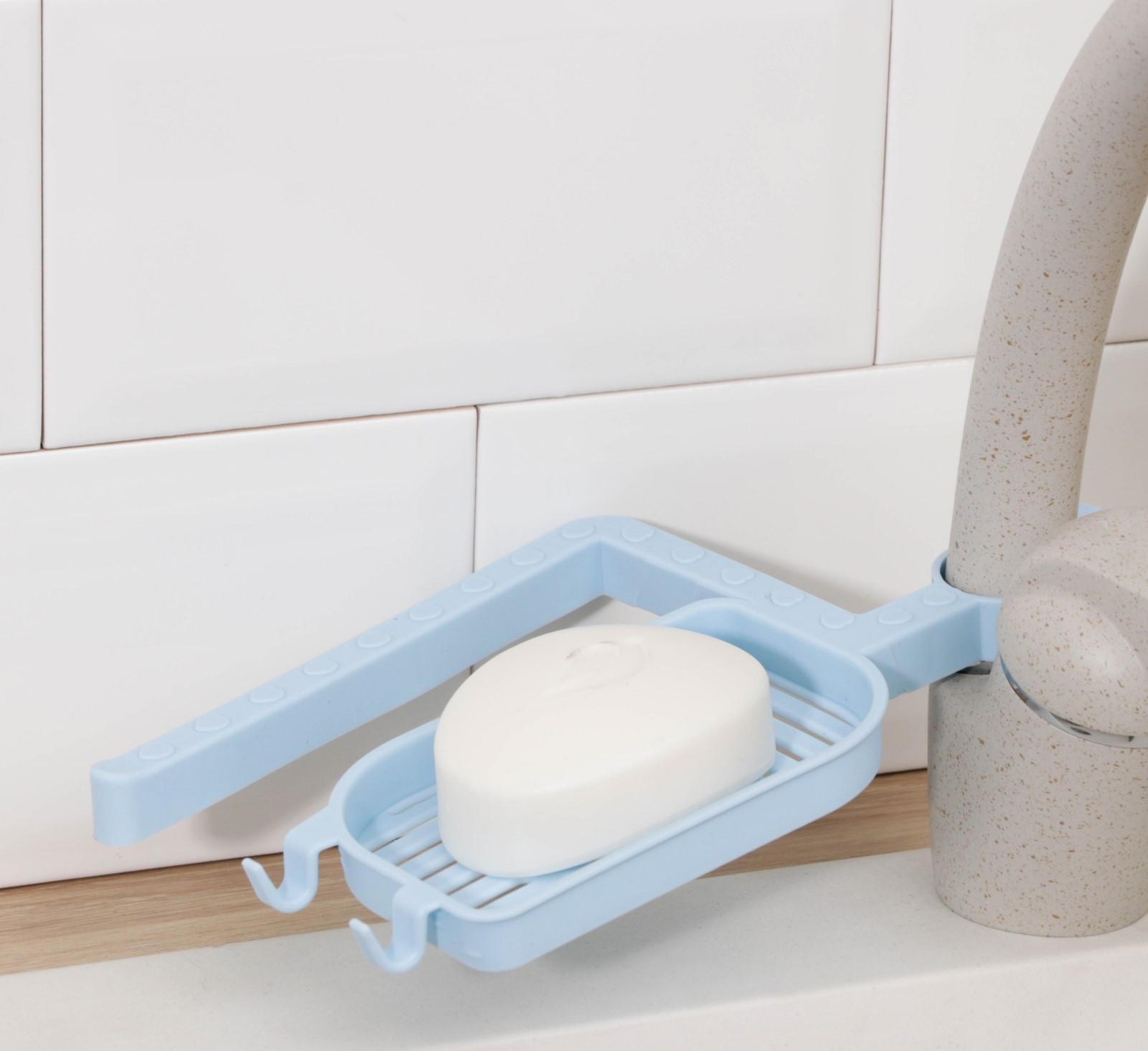 Держатель для мелочей с мыльницей, на кран, 21×12,5×1 см, цвет МИКС