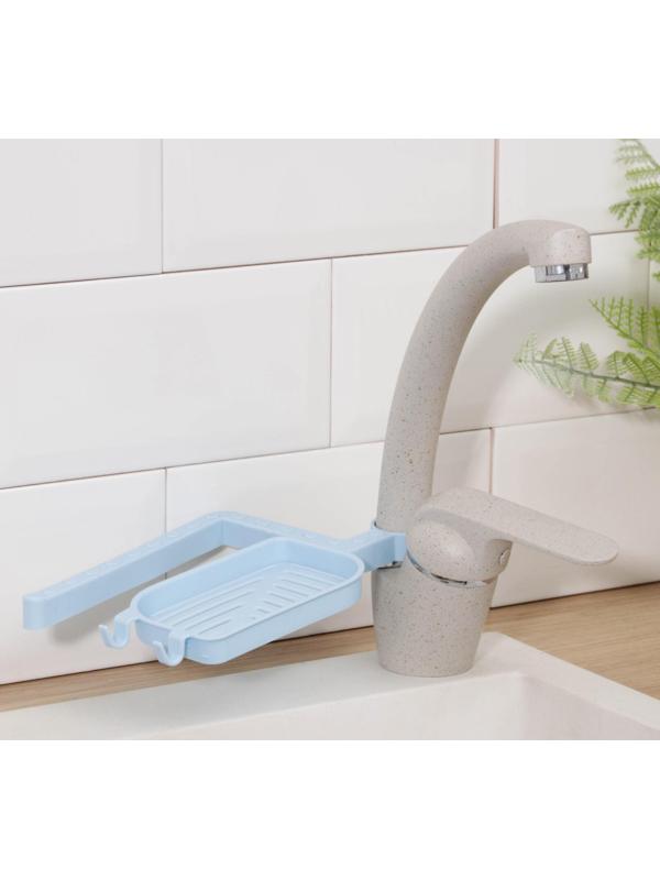 Держатель для мелочей с мыльницей, на кран, 21×12,5×1 см, цвет МИКС